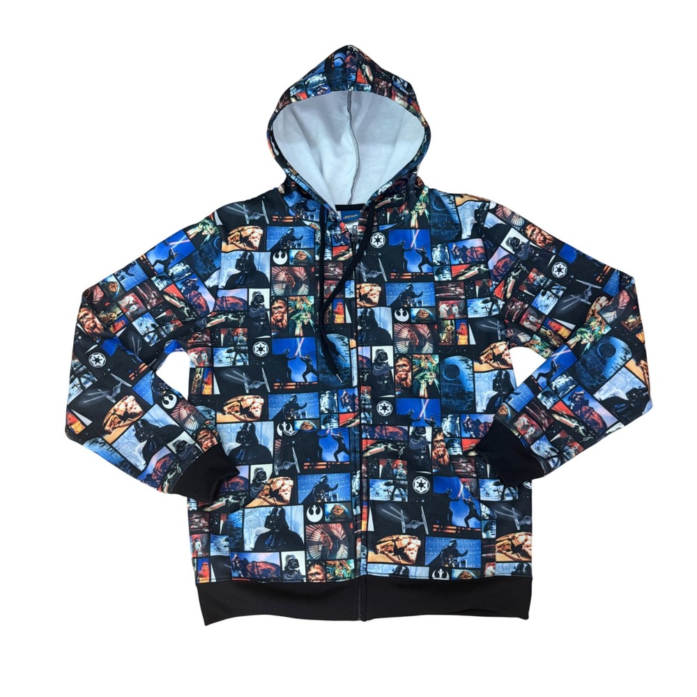 Star Wars Full Zip Up Hoodie‎ Youth Large All Over Comic Print Multi Color